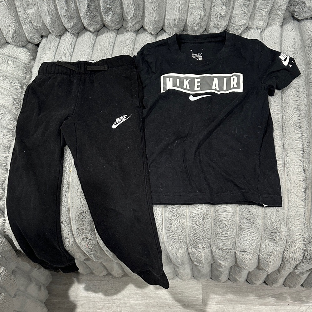 Nike Black Kids Tee and Joggers Set with White Swoosh